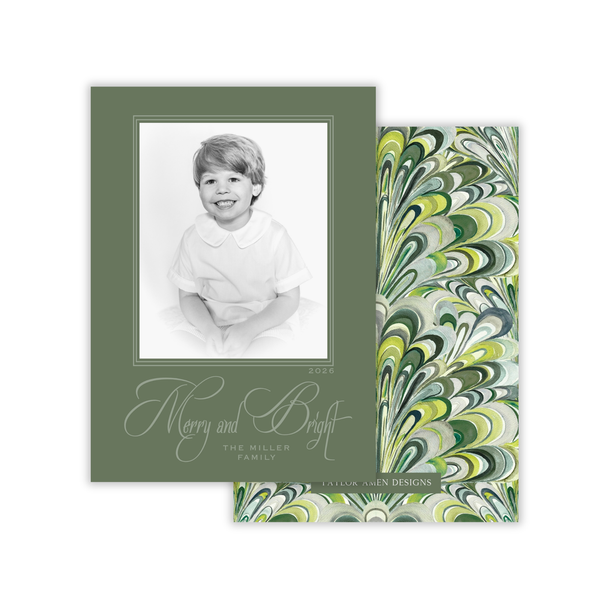Mistletoe Marble Holiday Card