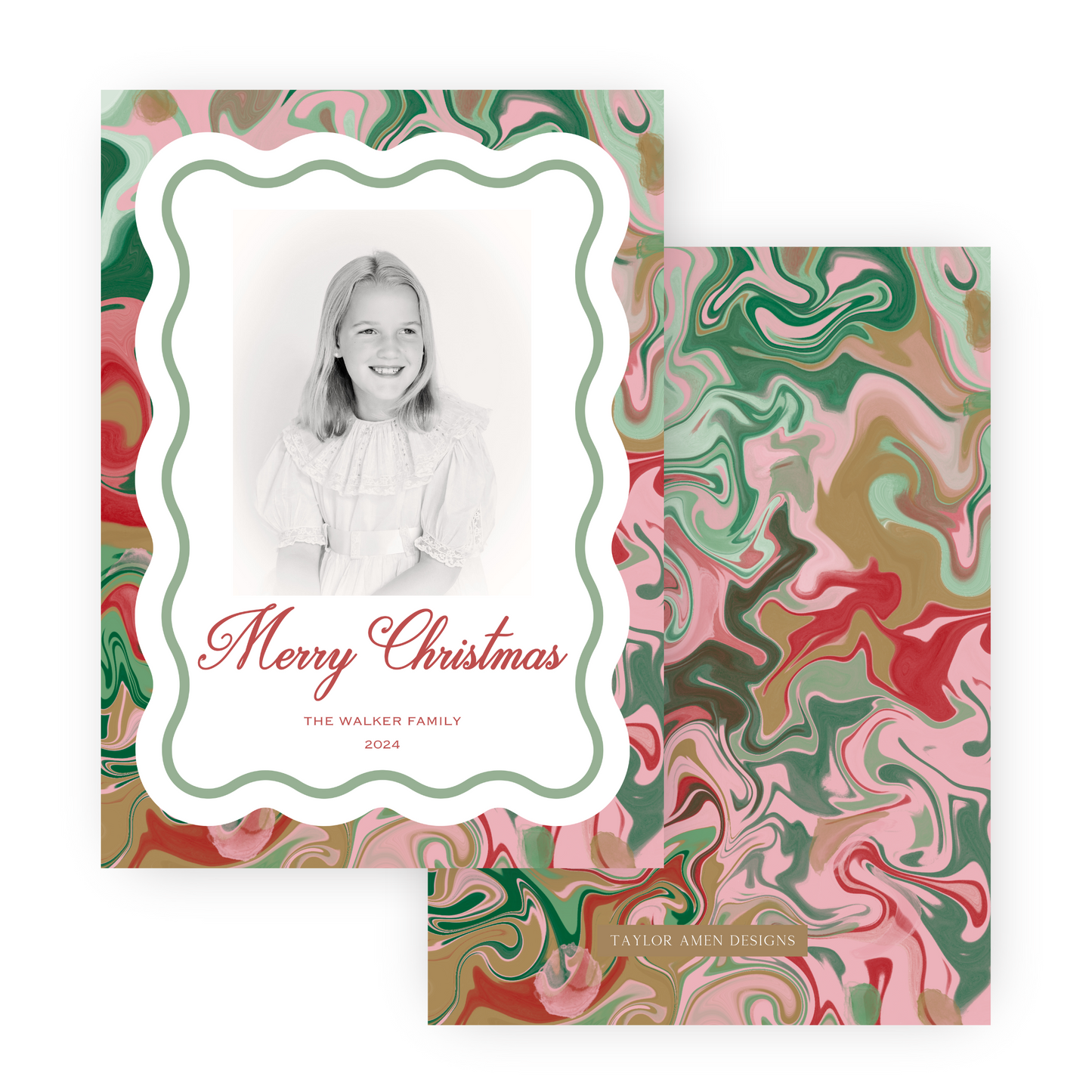 Christmas Custom Marble Holiday Card