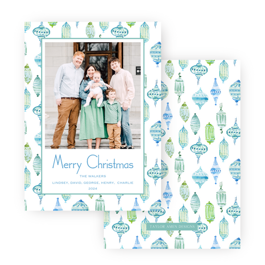 A Blue Vintage Christmas Holiday Card