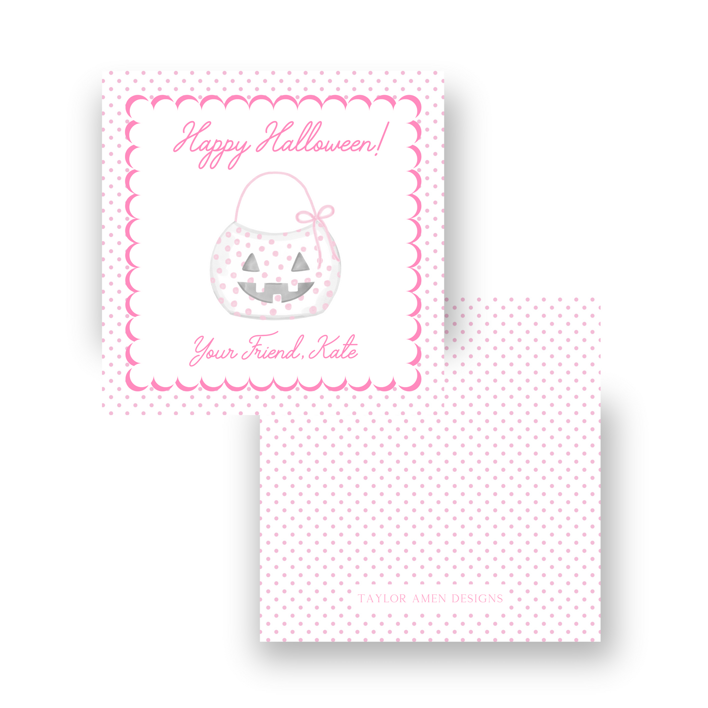 Pink Tiny Dot Halloween Tag