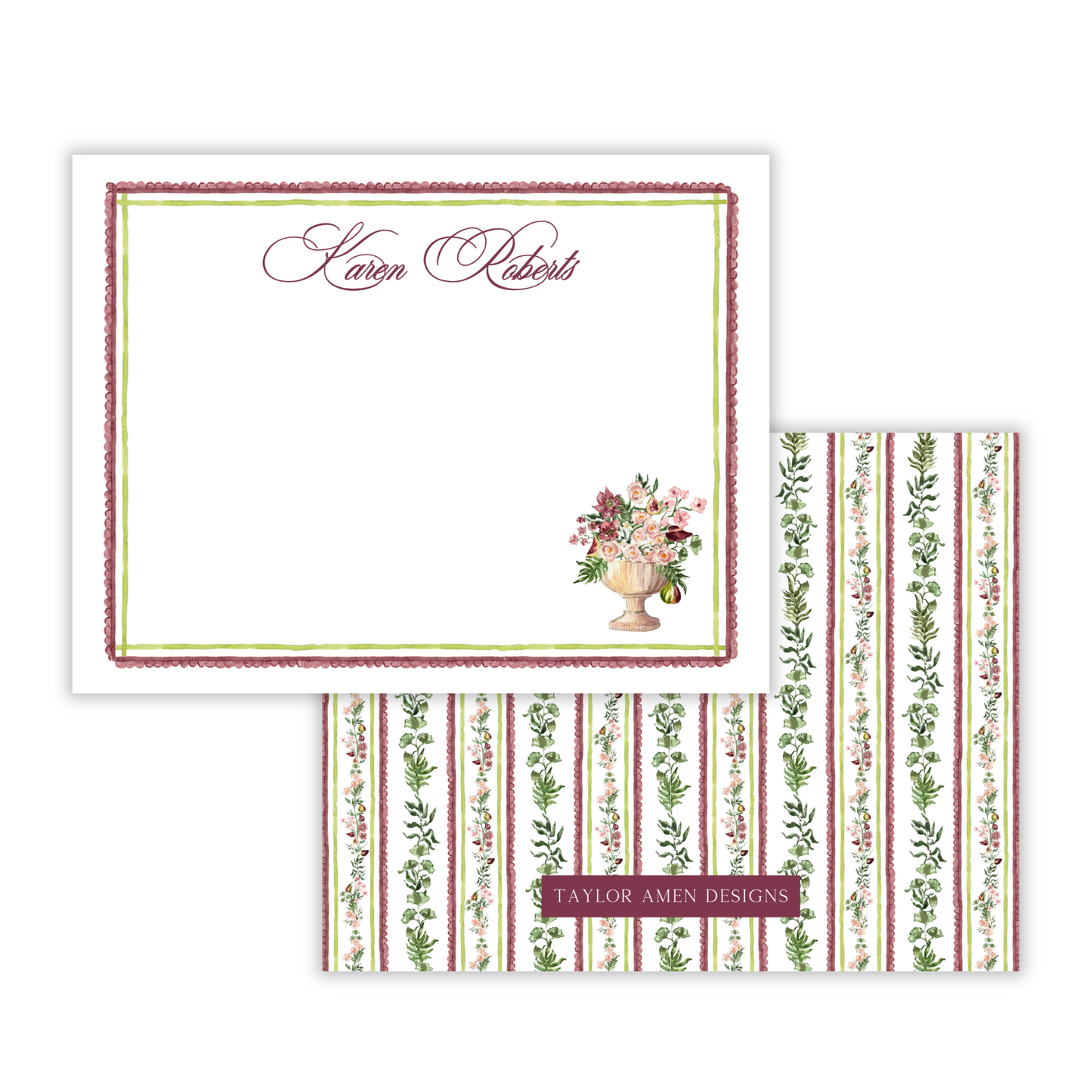 Burgundy Botanicals Stationery