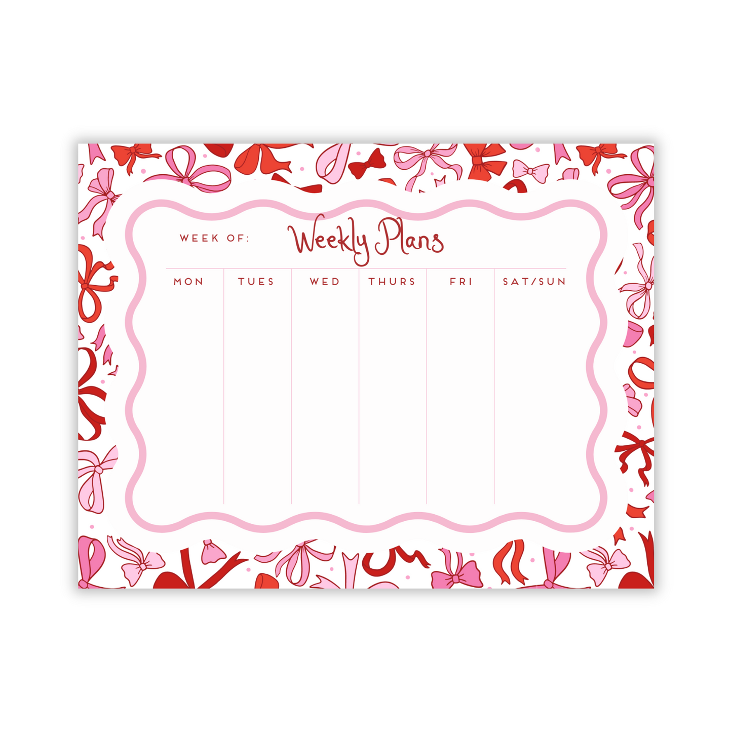 Weekly To-Do Large Notepad Valentine Bows