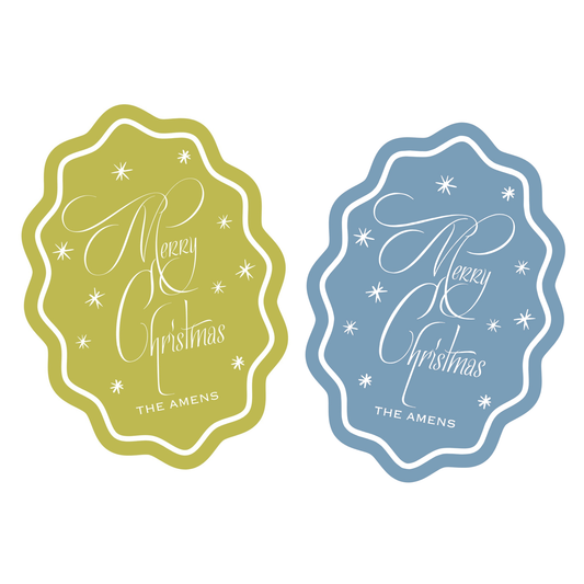 Large Colorway Wavy Oval Christmas Tags
