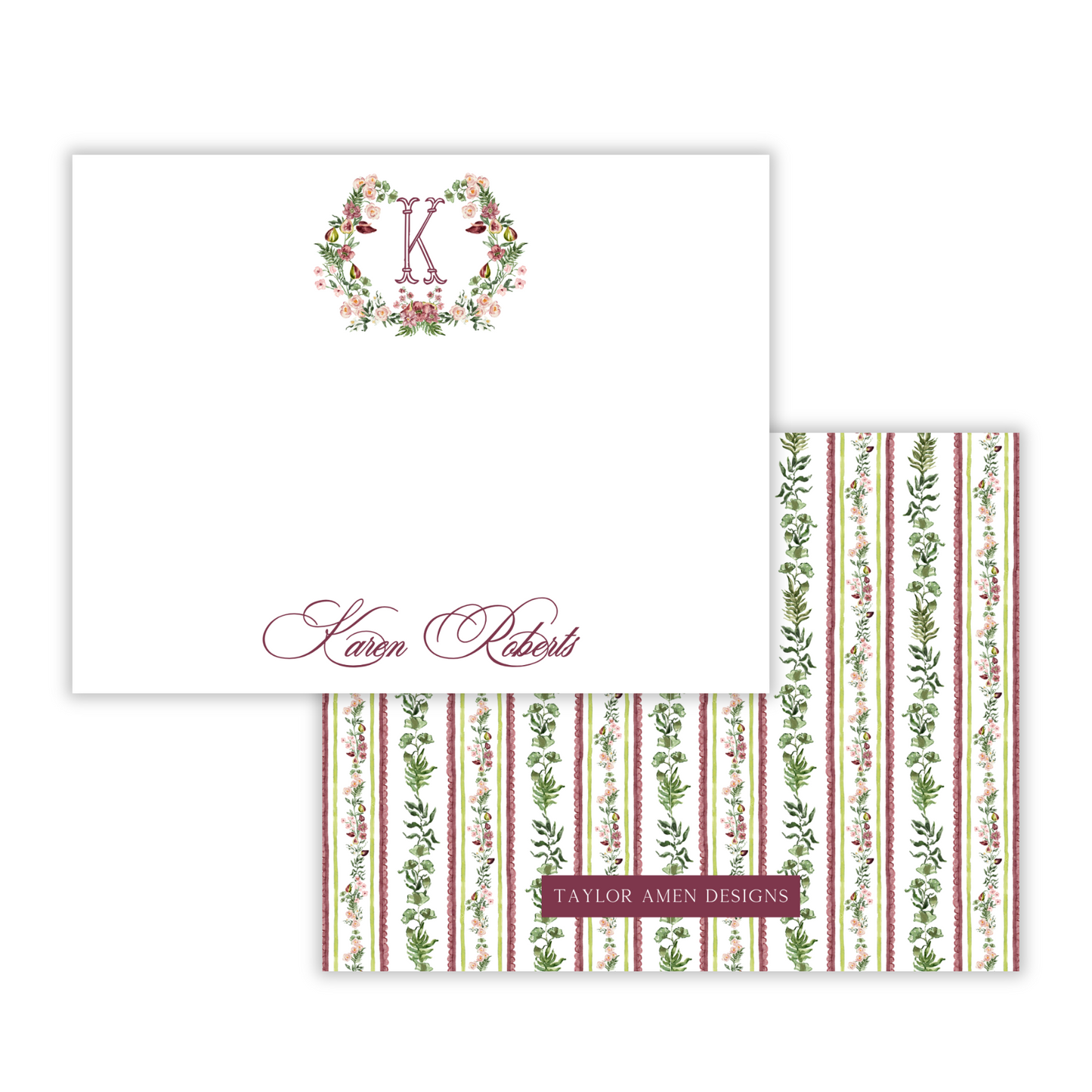Burgundy Botanicals Stationery