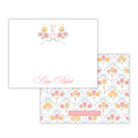Marigold Blooms Crest Stationery