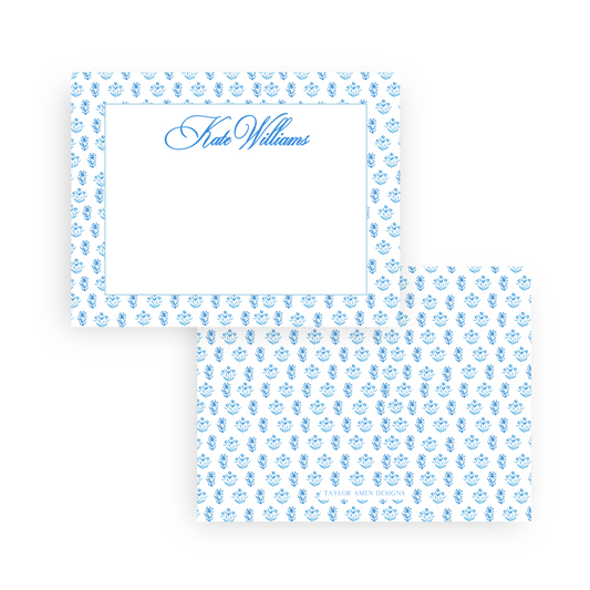 Blue Block Floral Stationery