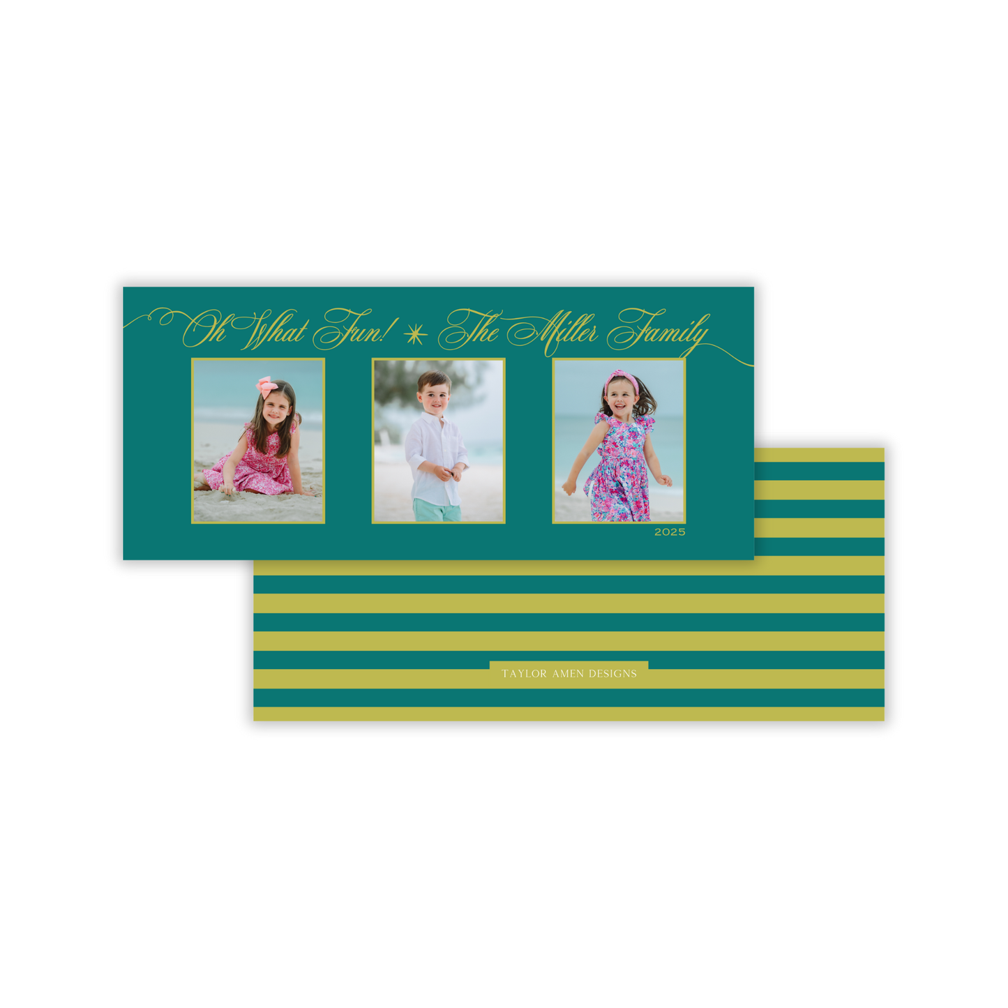 Christmas Fun Stripes Slim Christmas Card