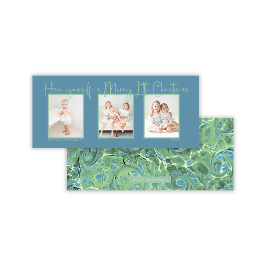 Marbled Blue/Green Slim Christmas Card