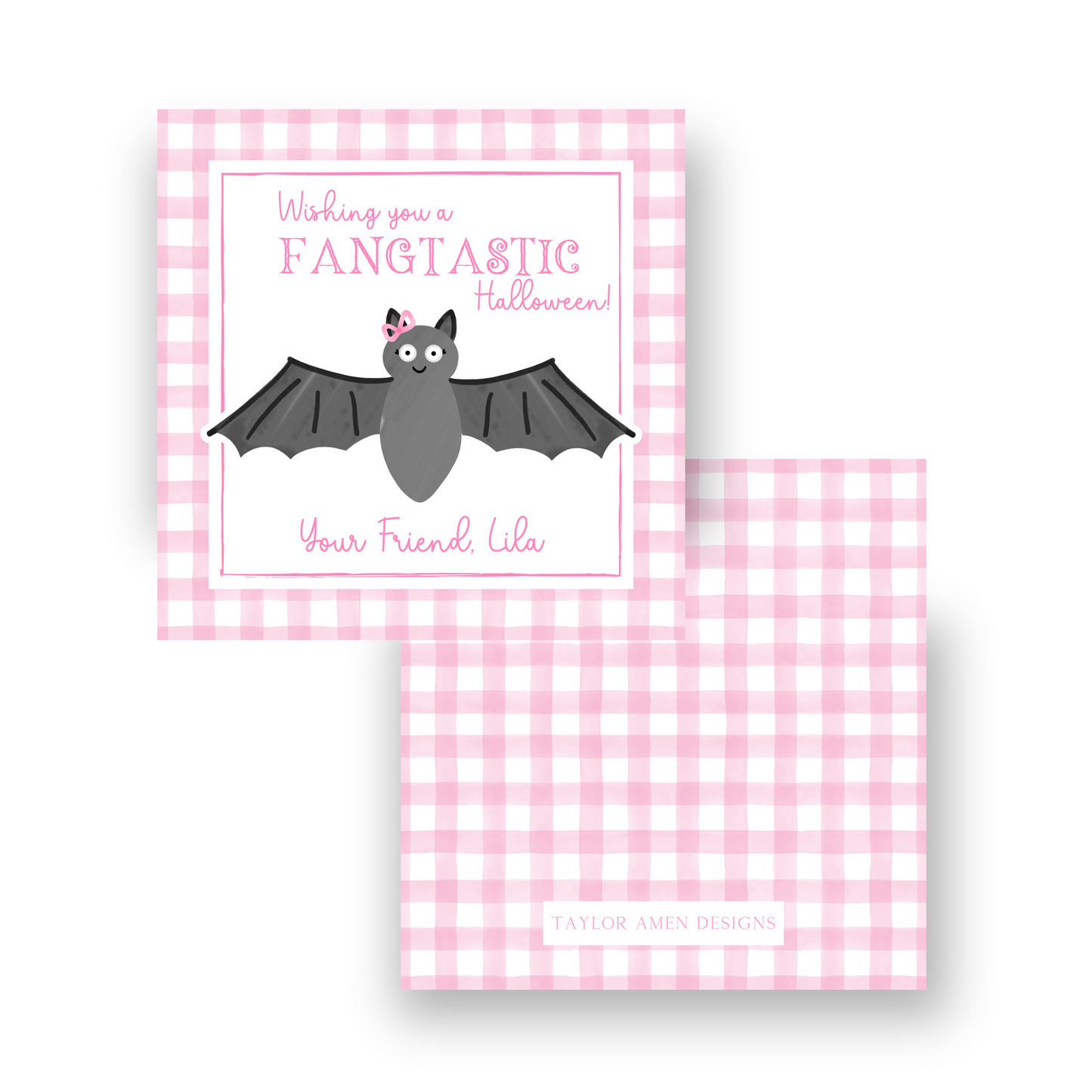 Bat Fang Halloween Tag (Pink)