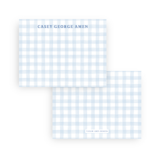 Blue Gingham Boy Stationery