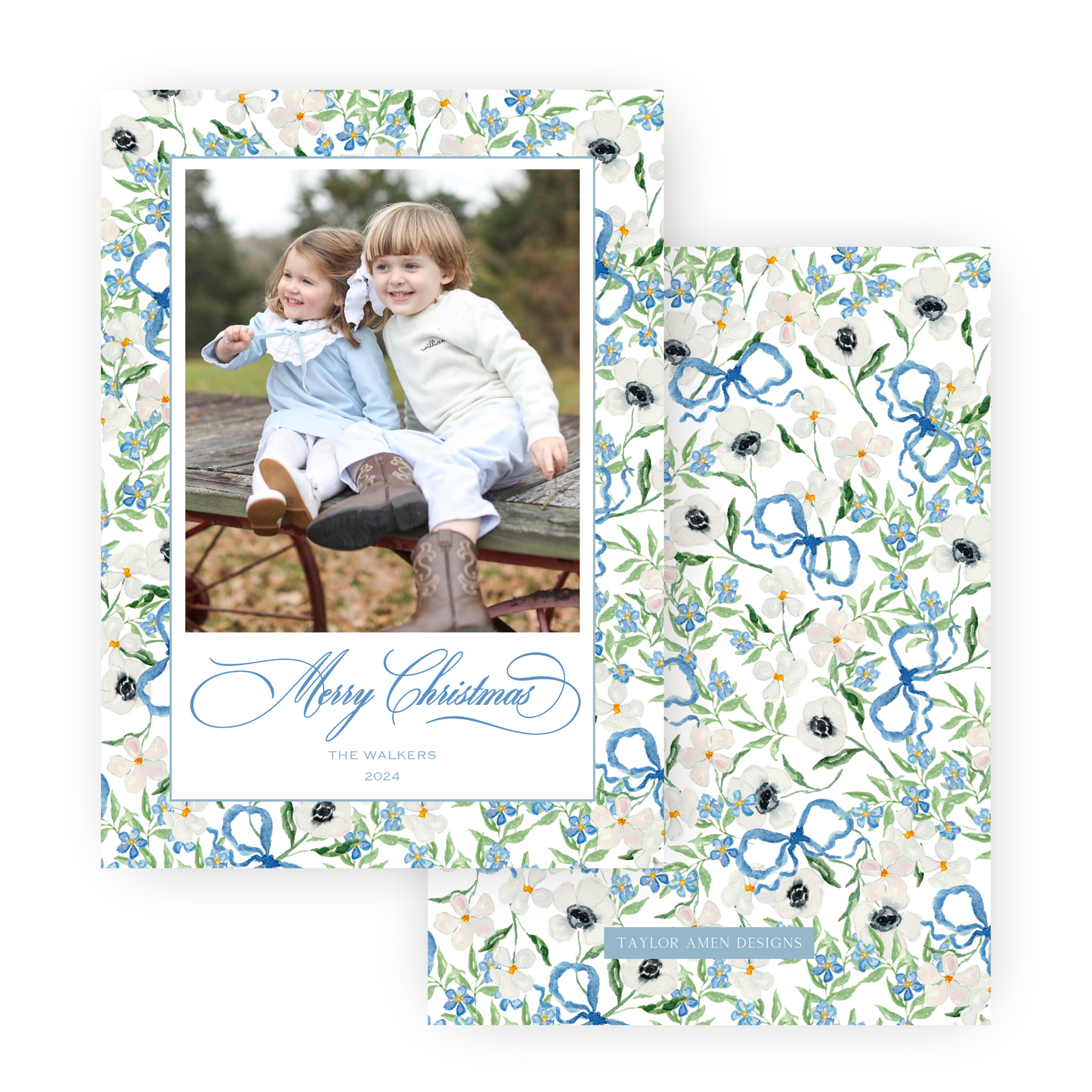 Beaufort Floral and Bows Holiday Card