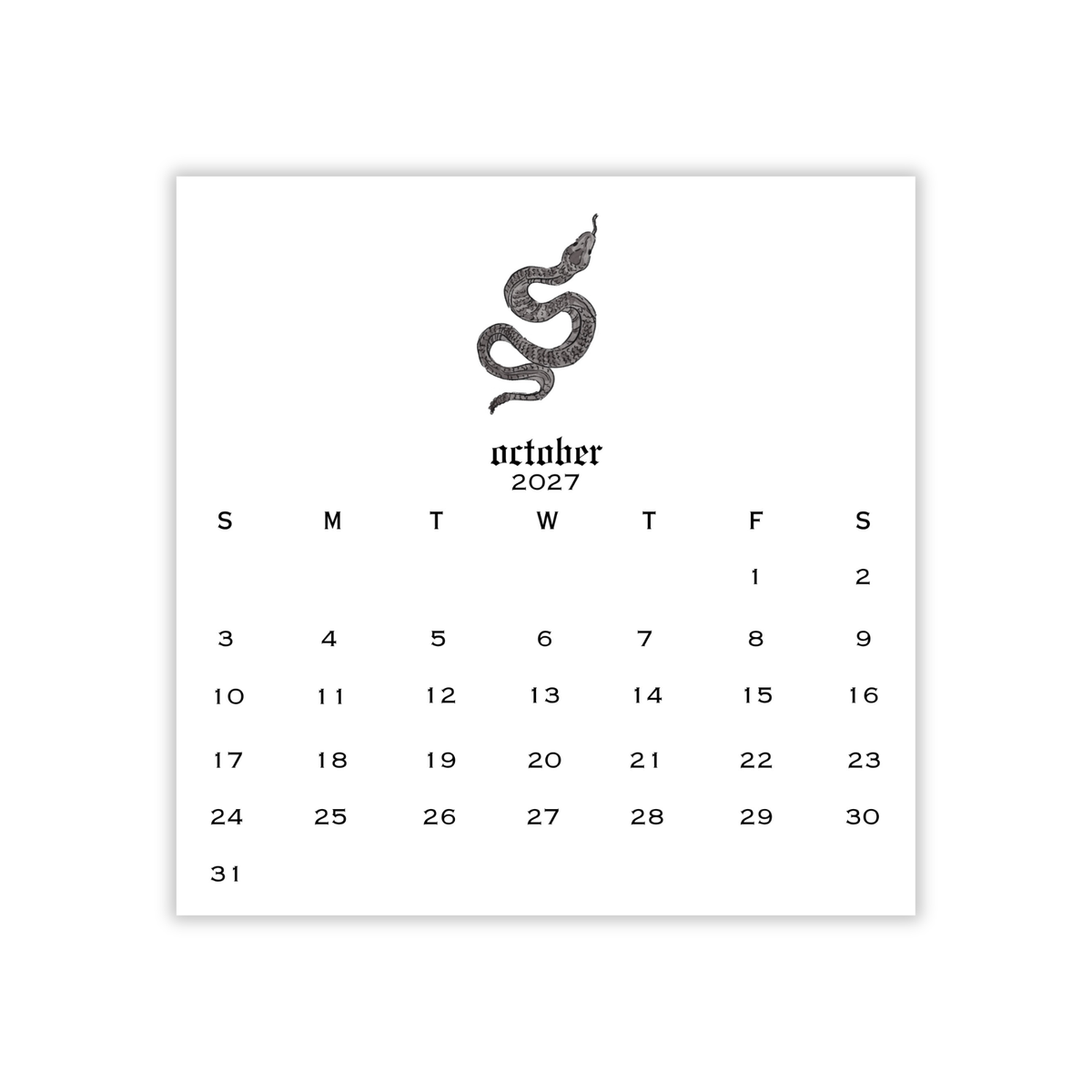 2027 Swiftie Calendar