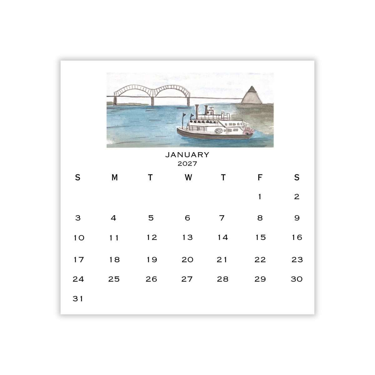 2027 Memphis Retro Calendar