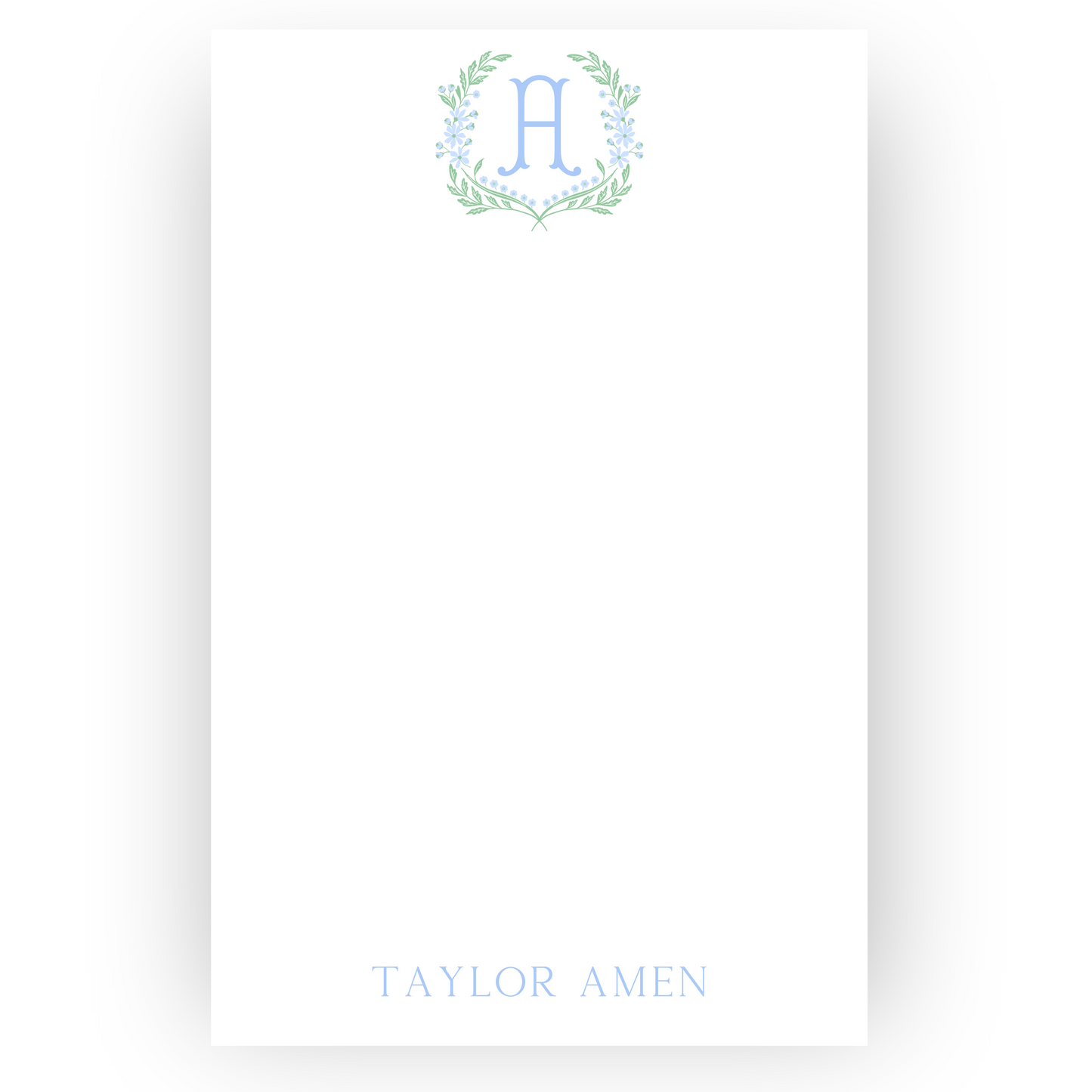 Blue Green Floral Crest Notepad