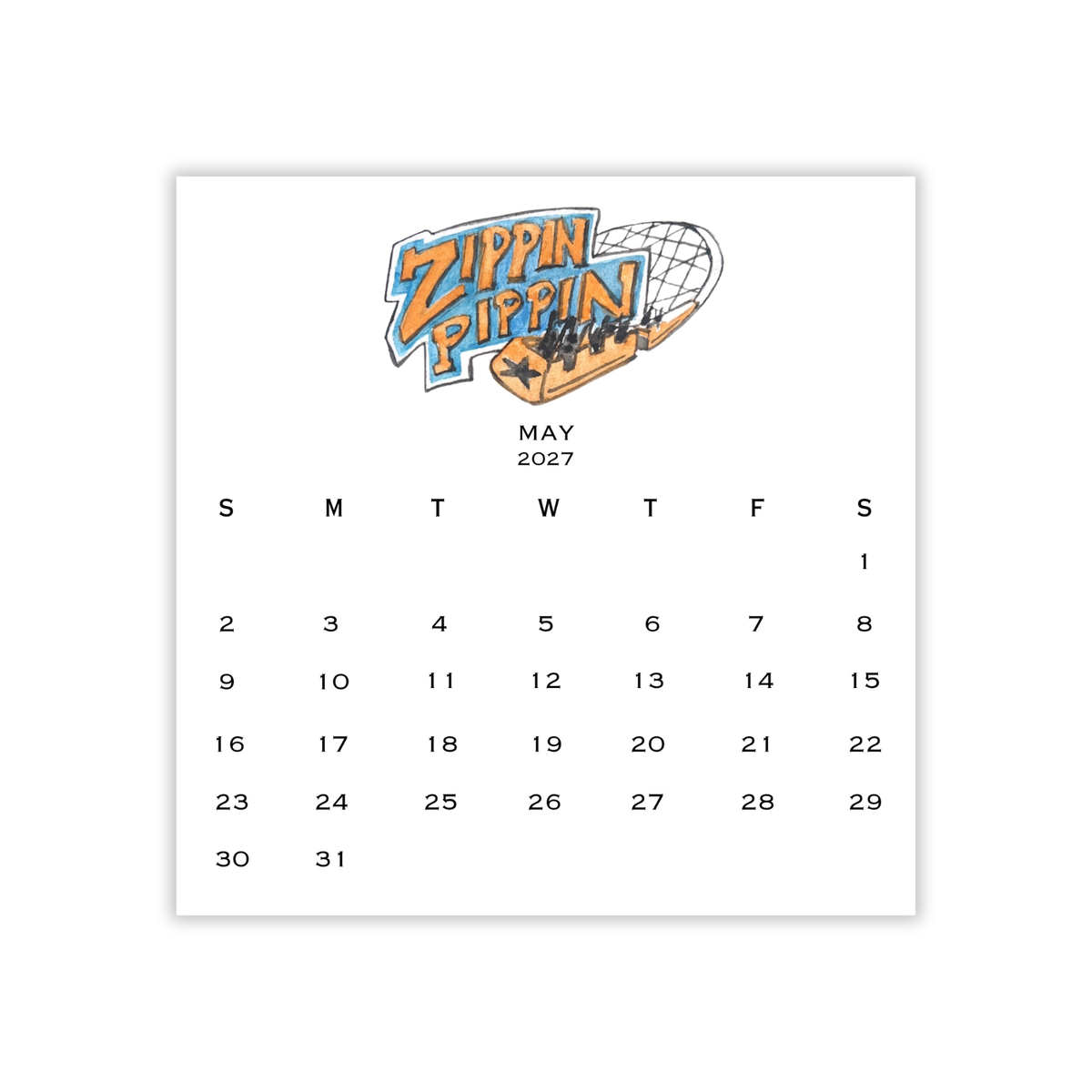 2027 Memphis Retro Calendar