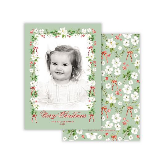 Magnolia and Evergreen Holiday Card