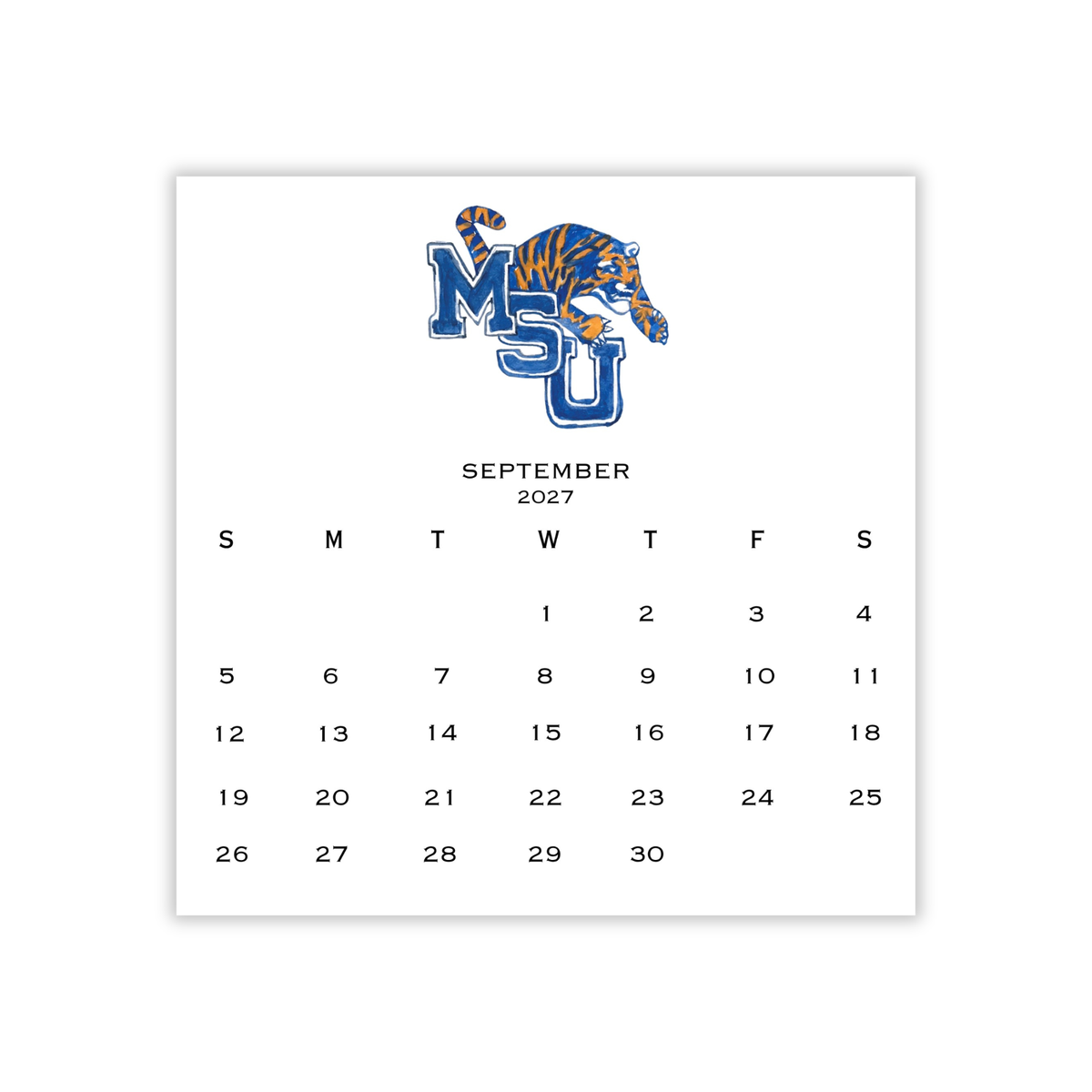 2027 Memphis Retro Calendar