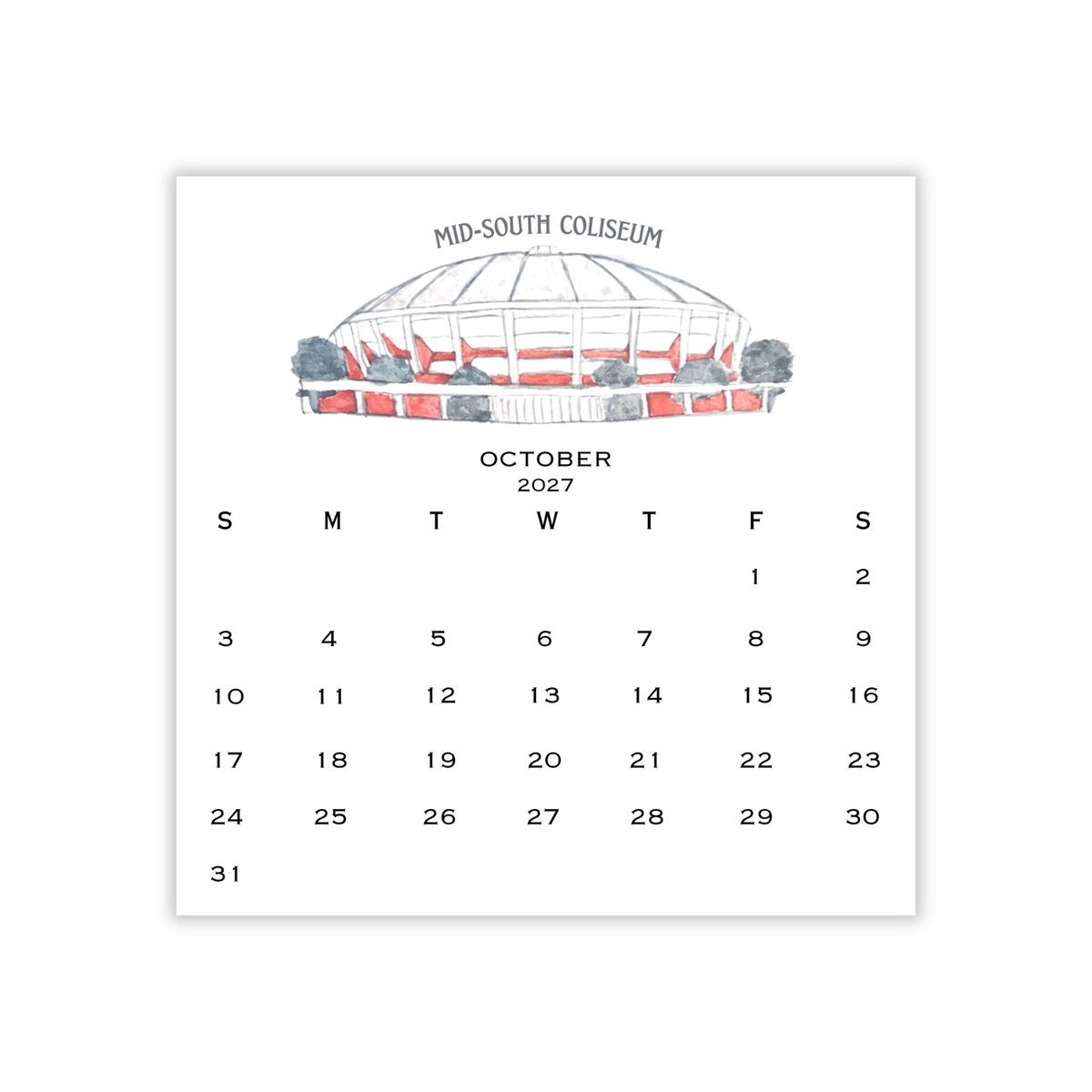 2027 Memphis Retro Calendar