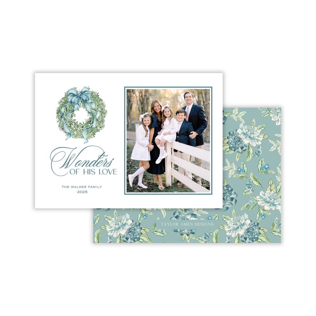 Christmas Blues and Blooms (2) Holiday Card