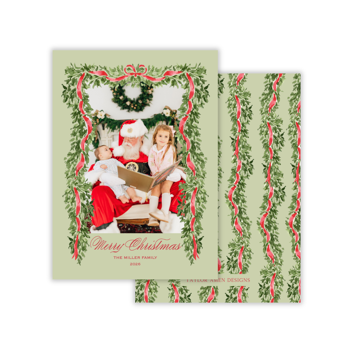 Christmas at Home (Red and Evergreen) Holiday Card