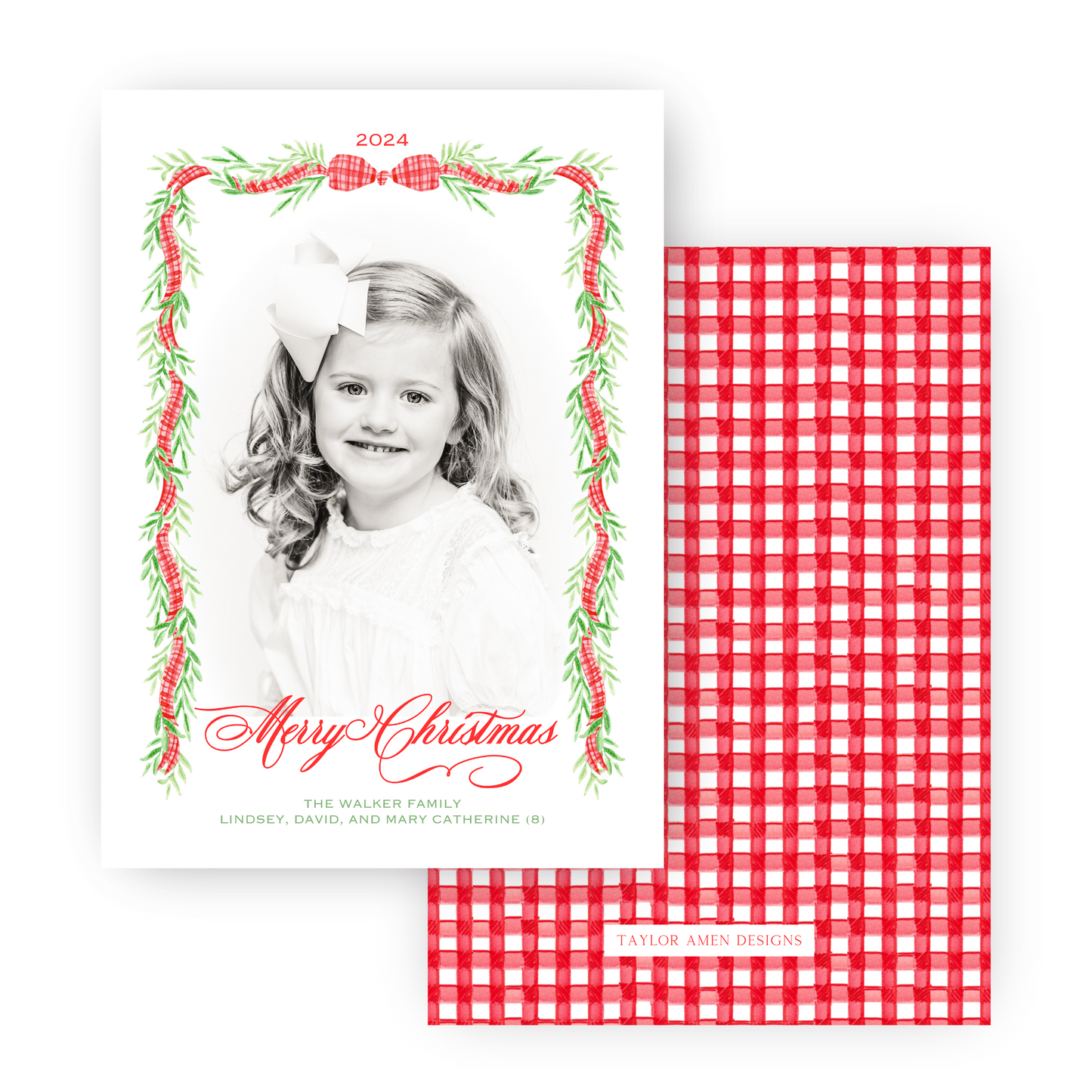 Gingham Christmas Holiday Card