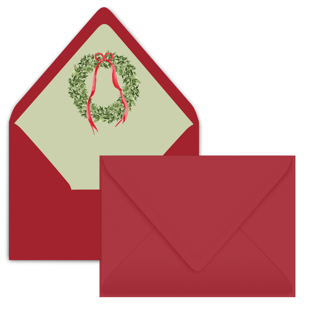Christmas at Home (Red and Evergreen) Holiday Card