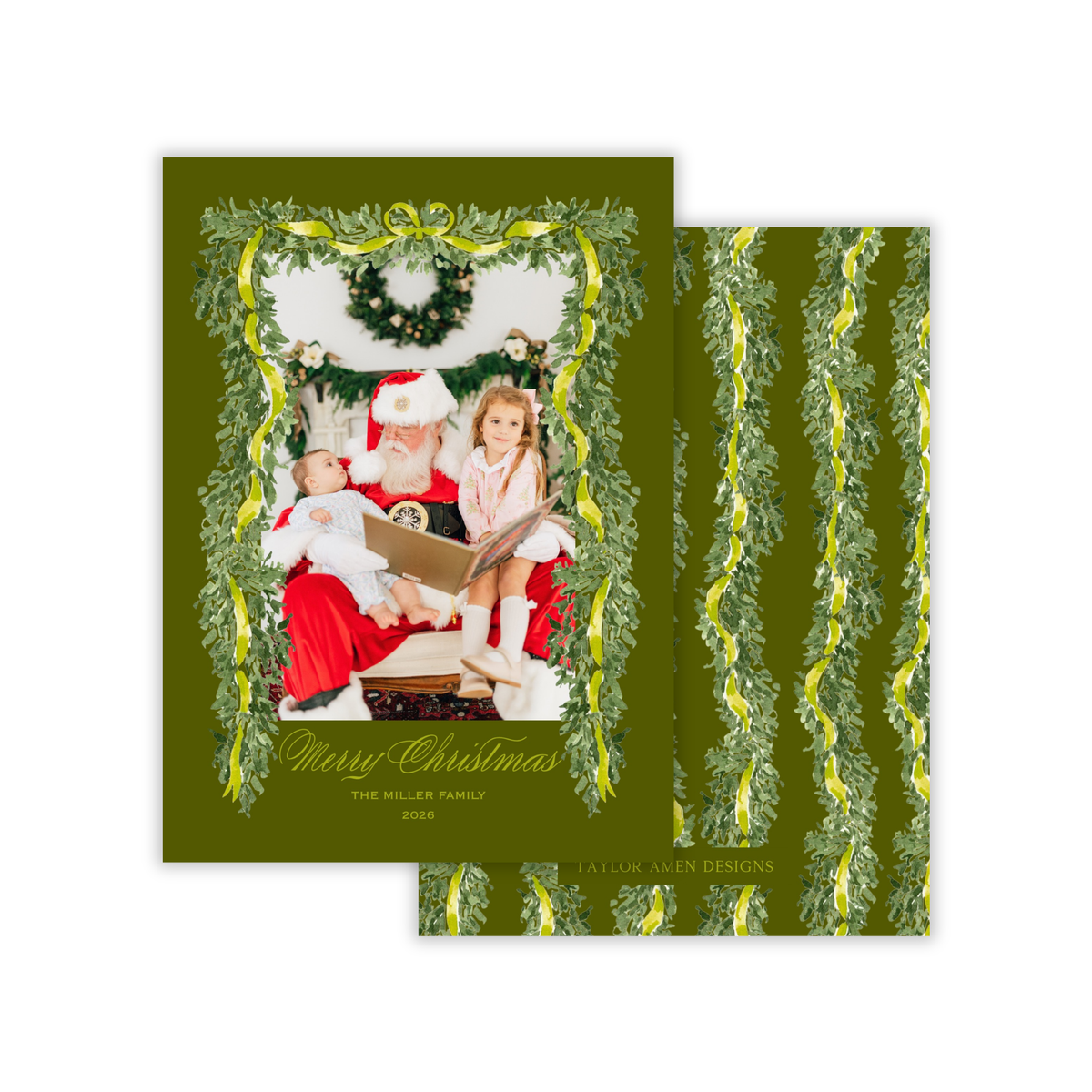 Christmas at Home (Chartreuse and Evergreen) Holiday Card