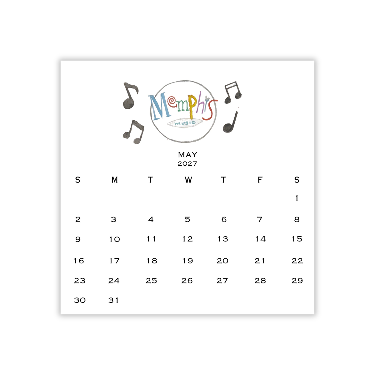 2027 Memphis/901 Calendar