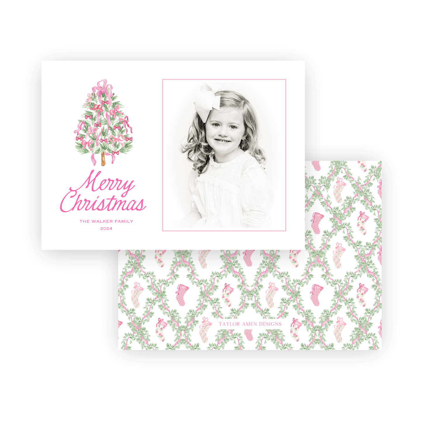 Stockings and Bows Holiday Card