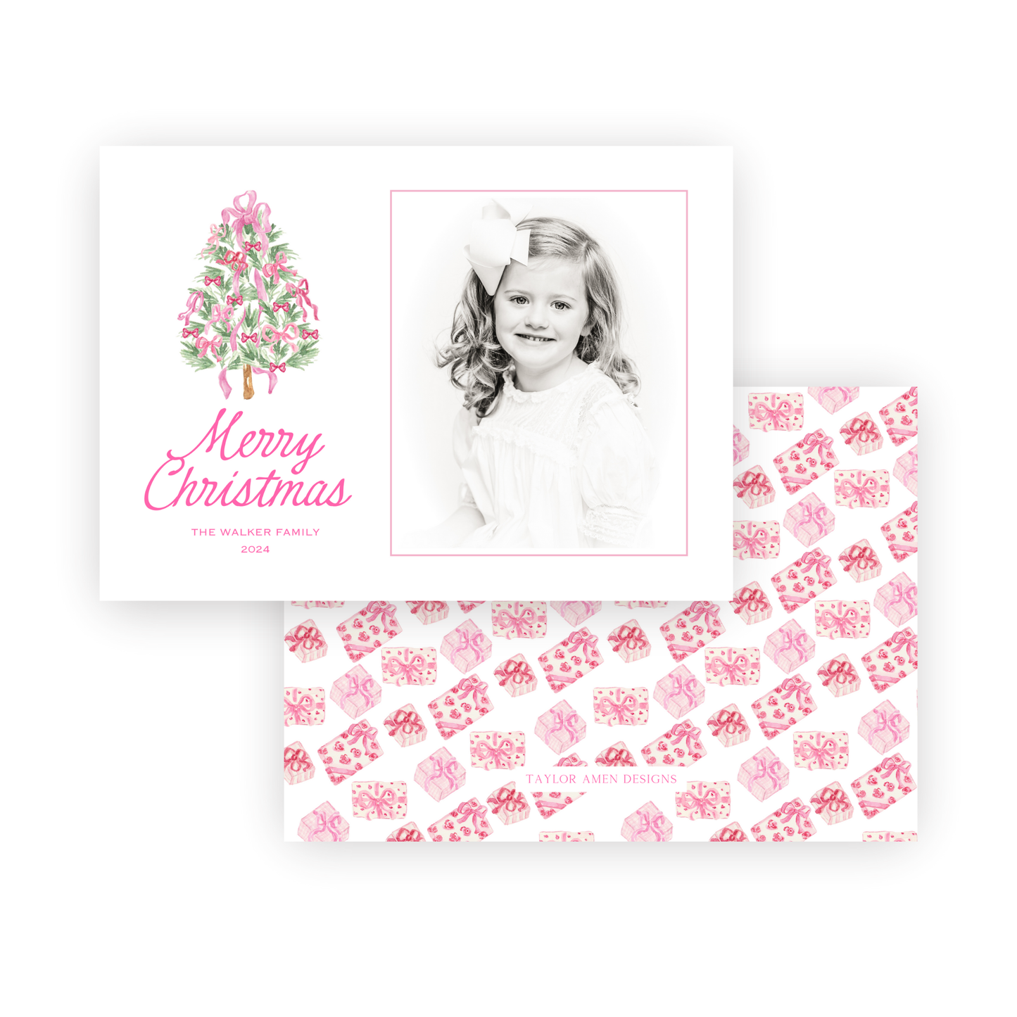 Stockings and Bows Holiday Card