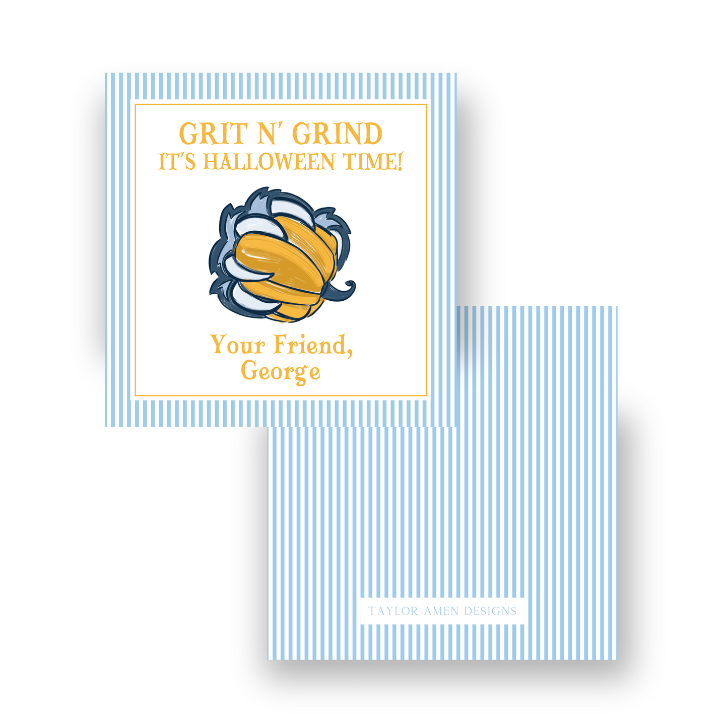 Grit N' Grind Grizzlies Halloween Tag (Blue)