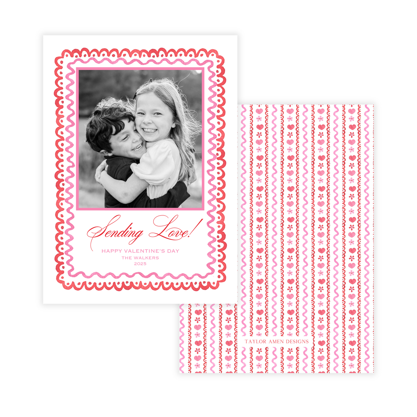 Scalloped Hearts Valentine Card