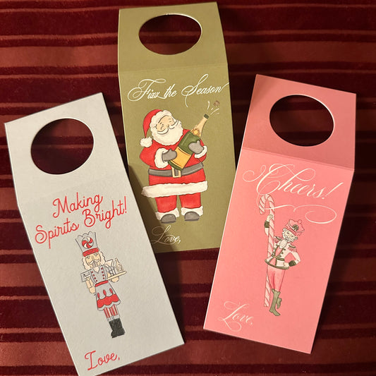 Holiday Watercolor Wine Tags