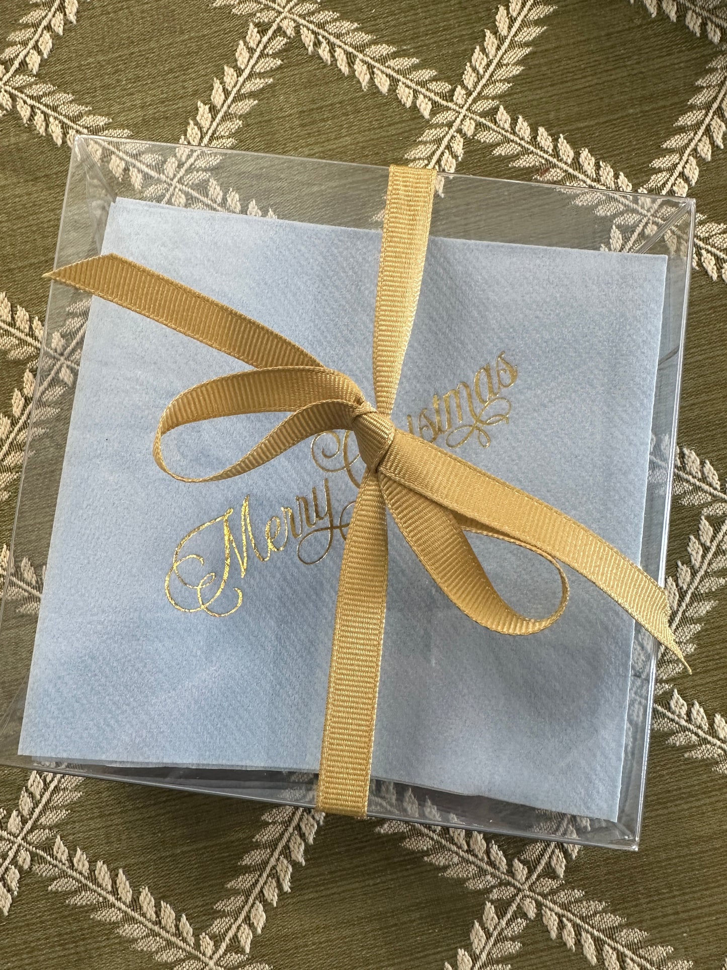 Light Blue and Gold Foiled Christmas Cocktail Napkins