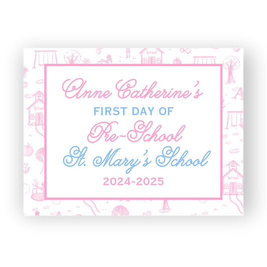 Pink Toile School Sign