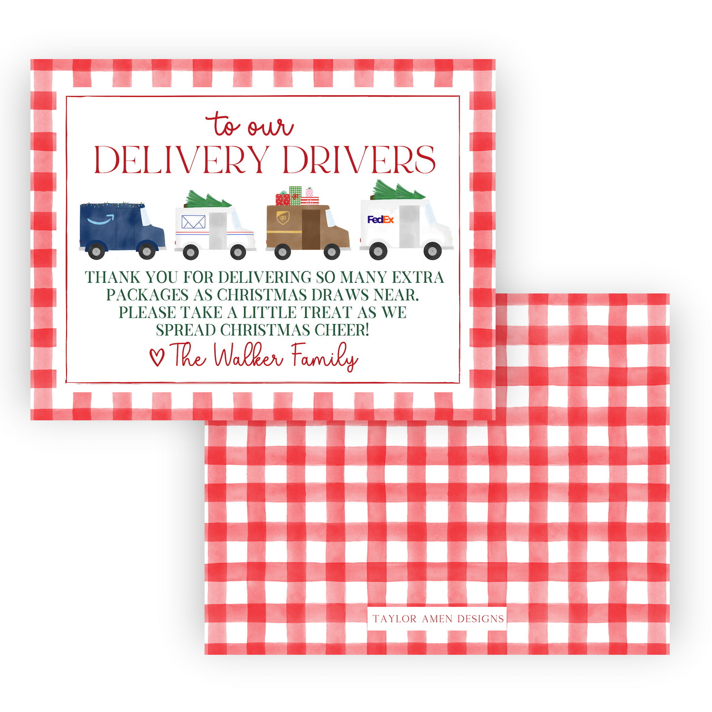 Gingham Delivery Driver Sign