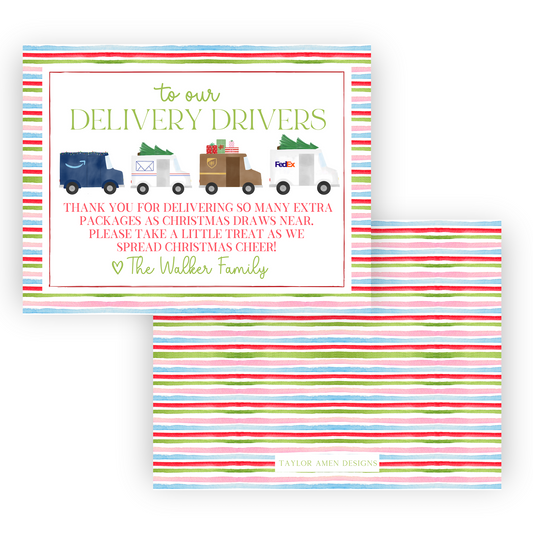 Multi-Colored Stripes Delivery Driver Sign