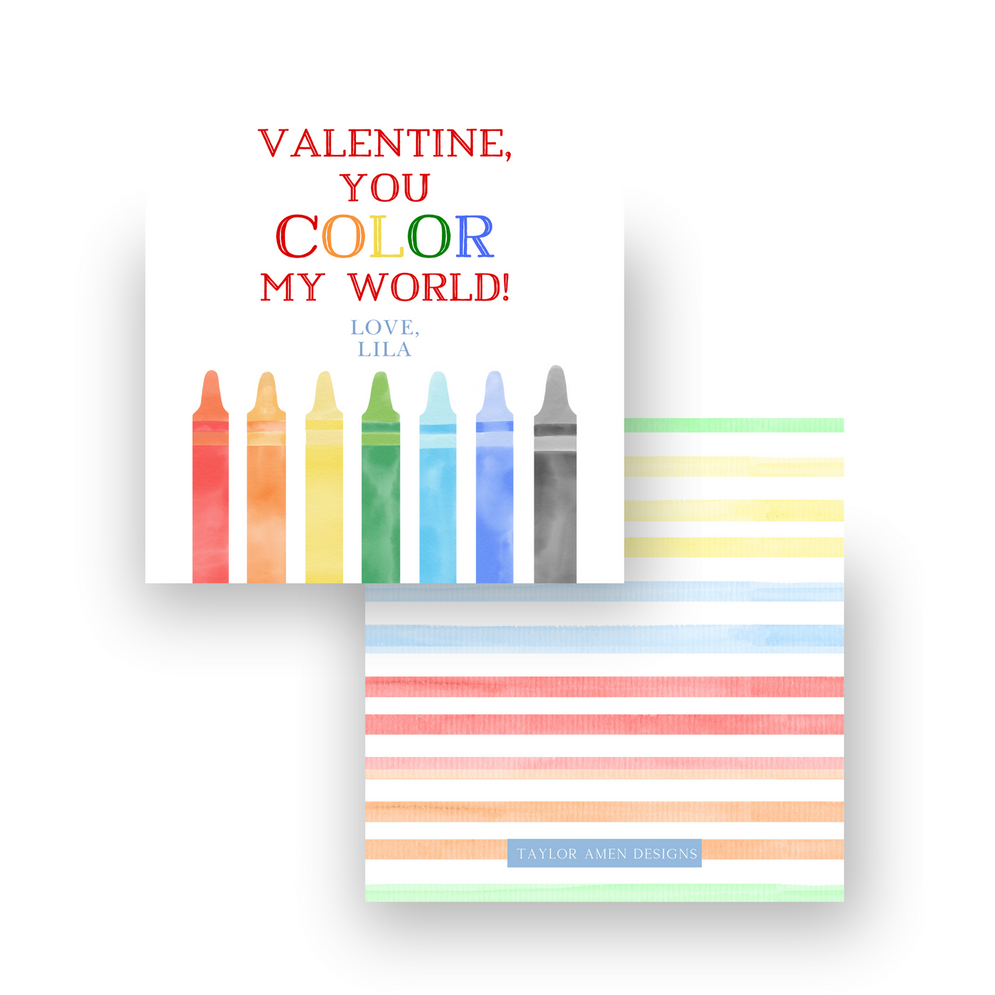 You Color My World Primary Crayons Valentine