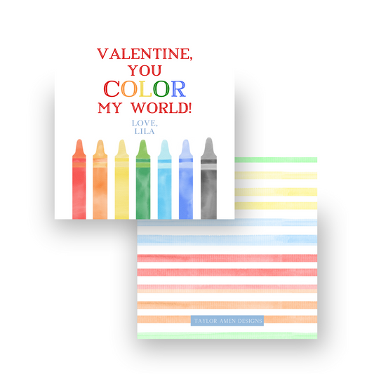 You Color My World Primary Crayons Valentine