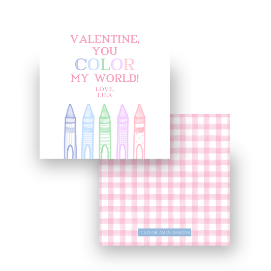 You Color My World Pastel Crayons Valentine