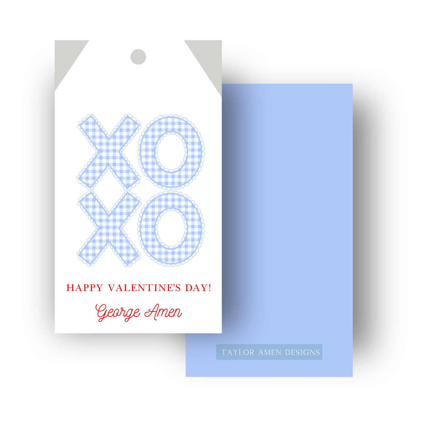 XOXO Blue Gingham Valentine