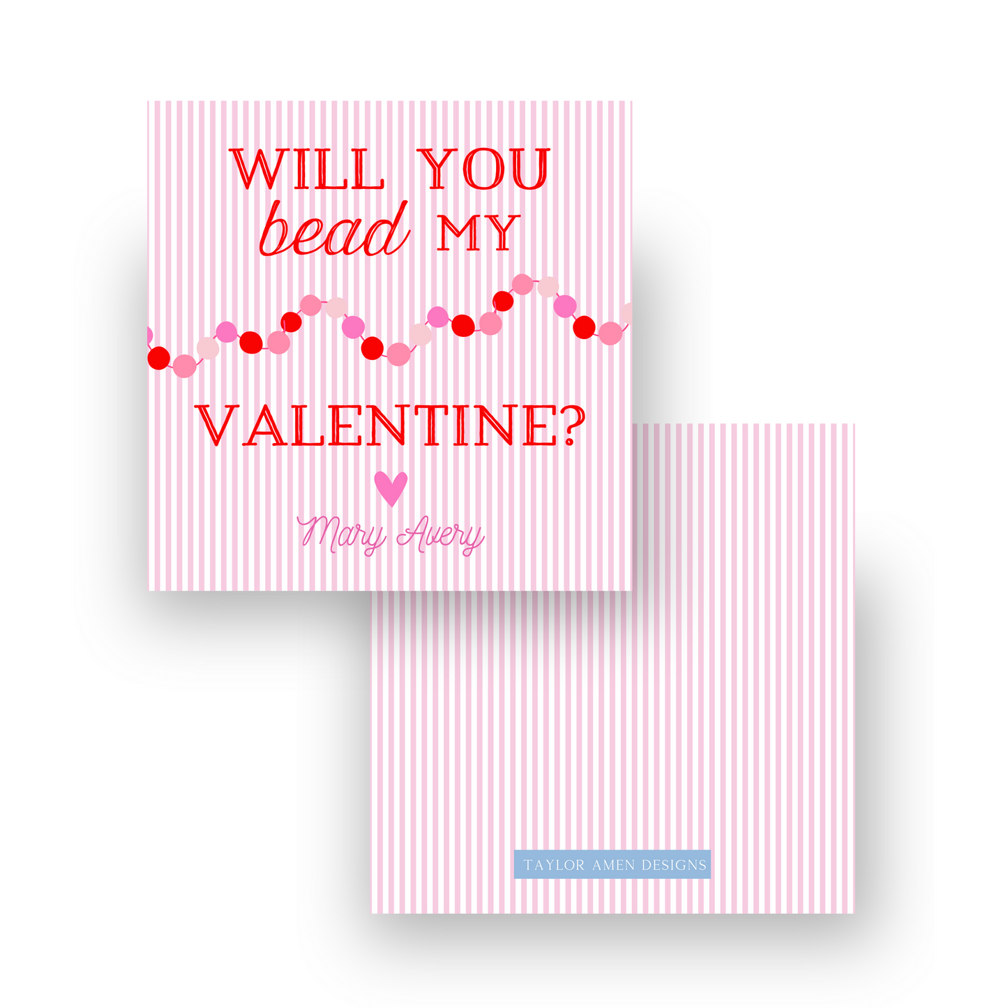 Will You Bead My Valentine Bracelet Tag