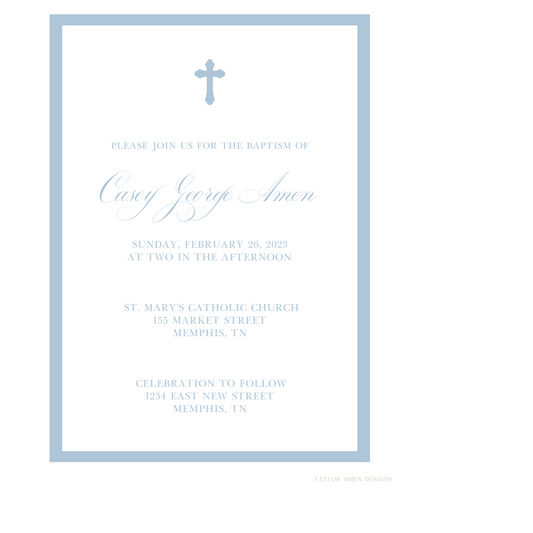 Blue Baptism Invite